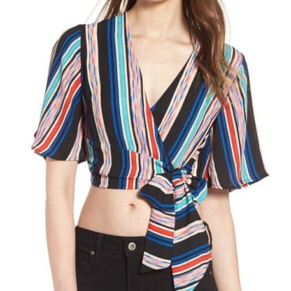 LUSH Stripe Wrap Crop Top - Picture 4 of 13